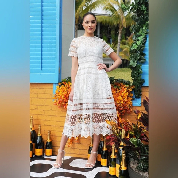 Alexis Alanna Short-Sleeve Lace Midi Dress, White in size XS - Picture 3 of 13